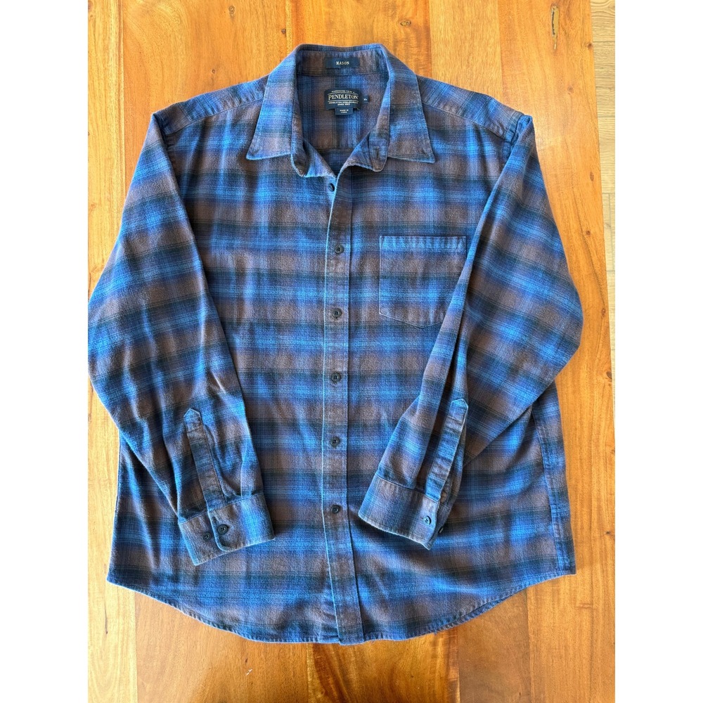 Pendleton Men's "Mason" Flannel Blue/Brown Size XL
